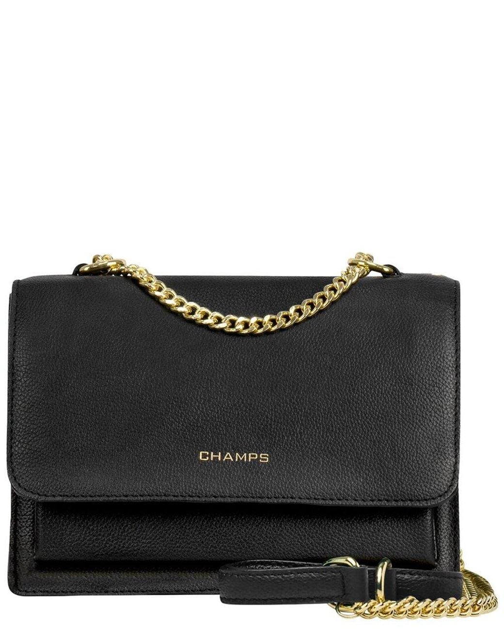CHAMPS Black Gala Leather Shoulder Bag