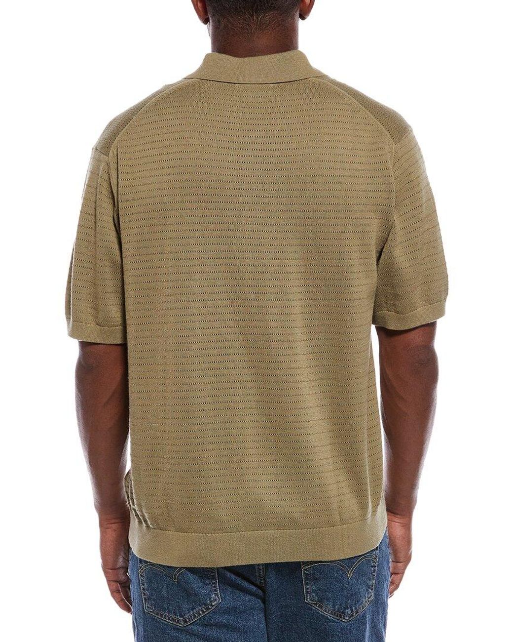 Madewell Green Pointelle Stitch Johnny Collar Silk-Blend Polo Sweater for men