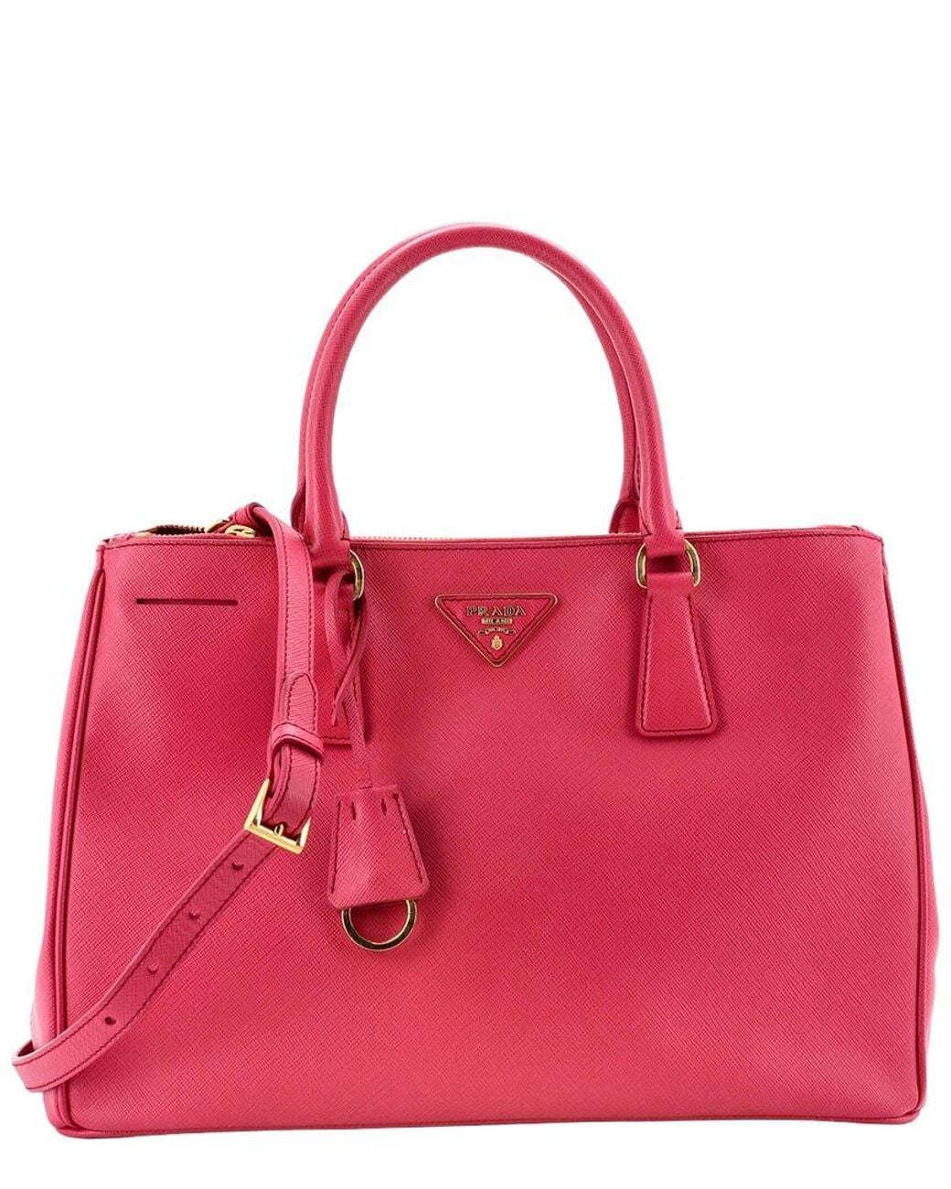 Prada Red Saffiano Leather Double Zip Lux Tote Medium (Authentic Pre-Loved)