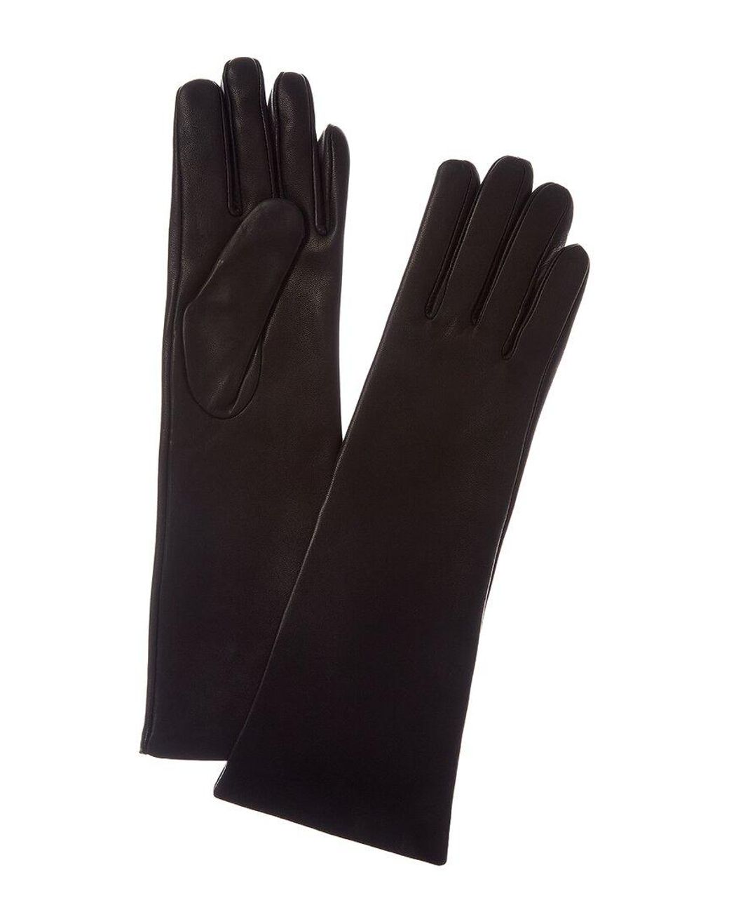 Sofiacashmere Black Sofiacashmere Mid-Length Cashmere-Lined Nappa Leather Gloves