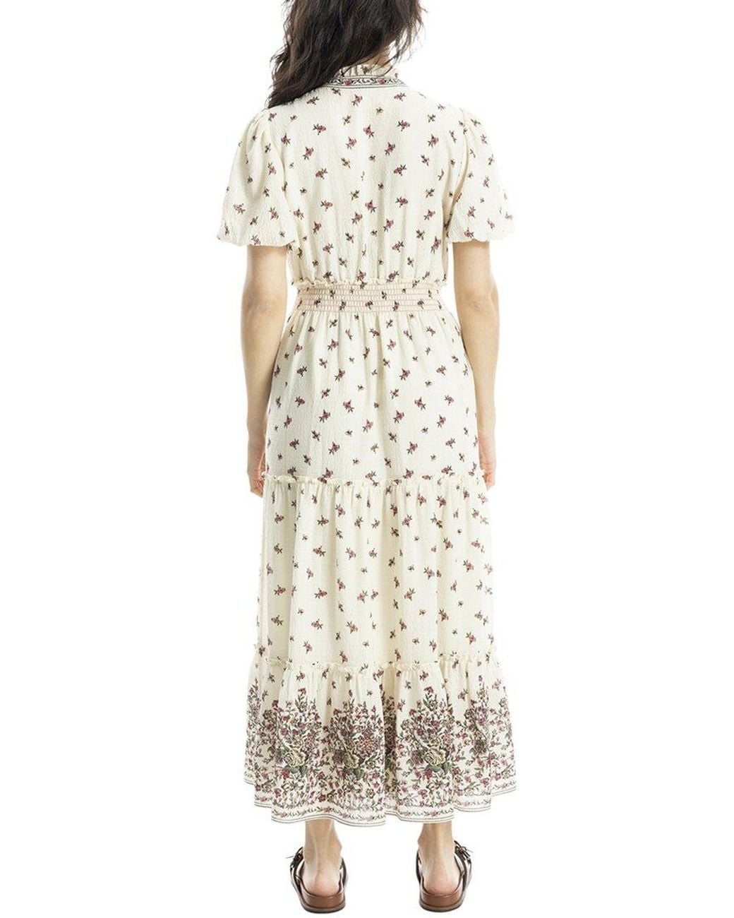 Max Studio Metallic V-Neck Tiered Maxi Dress