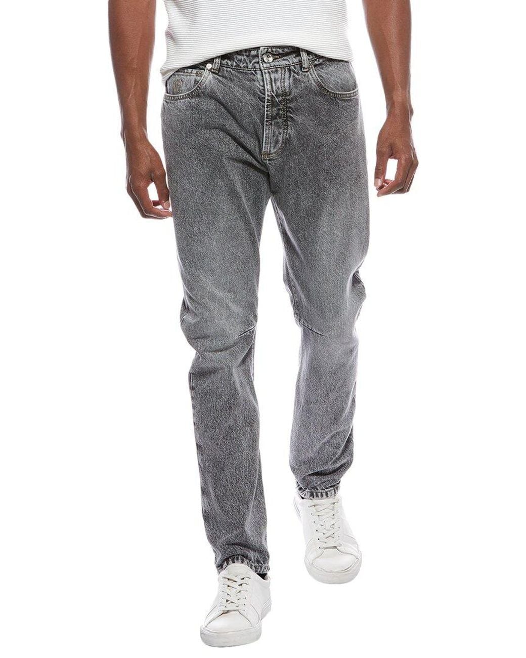 Brunello Cucinelli Gray Light Wash Leisure Jean for men
