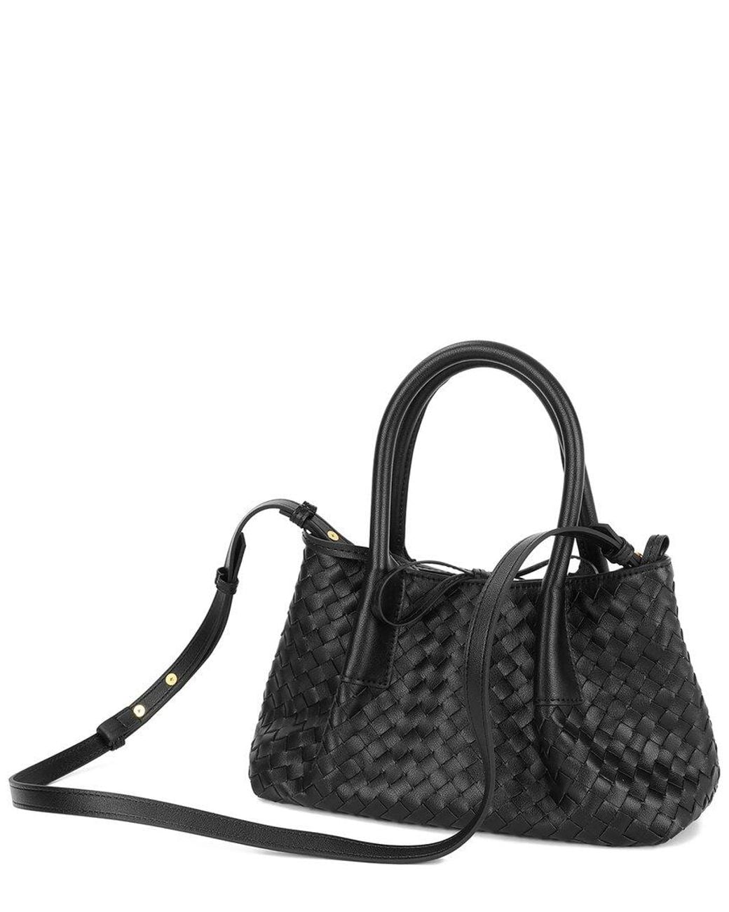 Tiffany & Fred Paris Black Hand-Woven Leather Tote