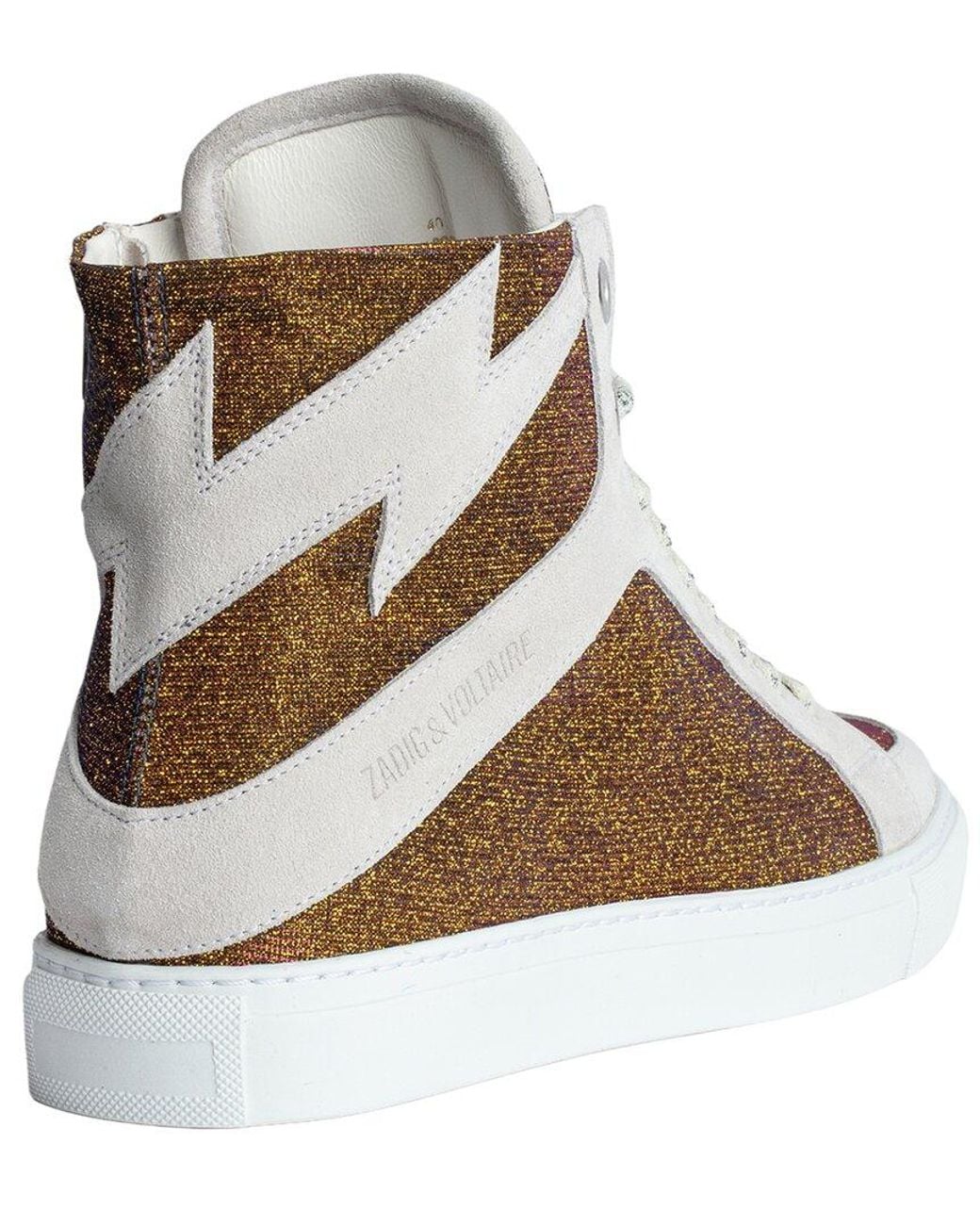 Zadig & Voltaire Brown High Flash Sparkle Leather Sneaker