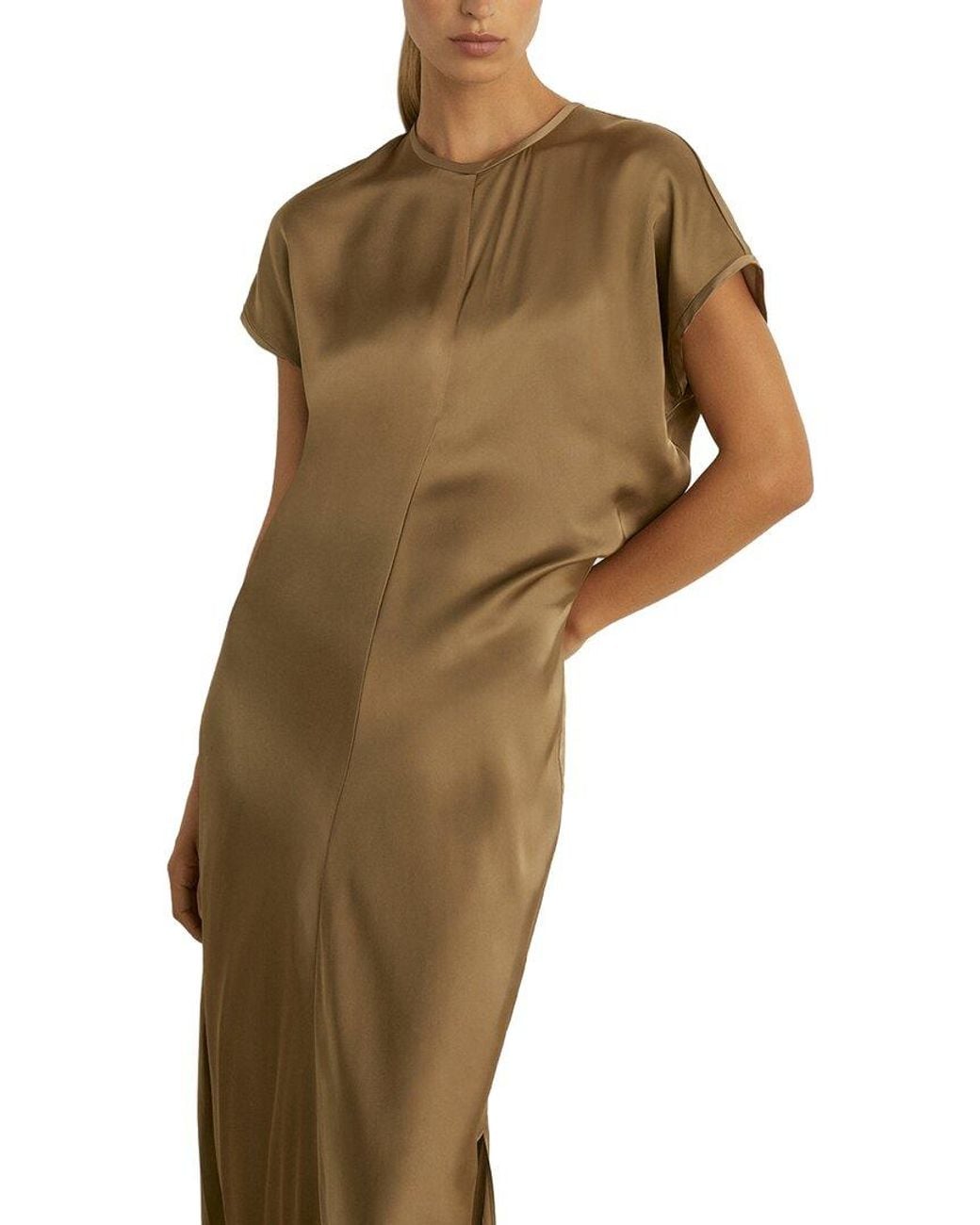 Reiss Brown Kora Satin Dress