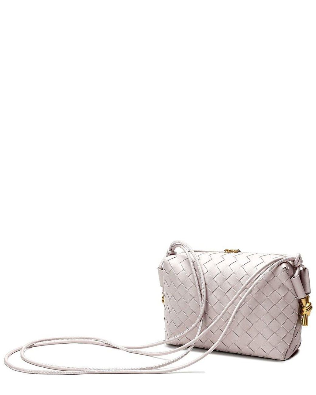 Tiffany & Fred Paris Gray Large Woven Leather Crossbody