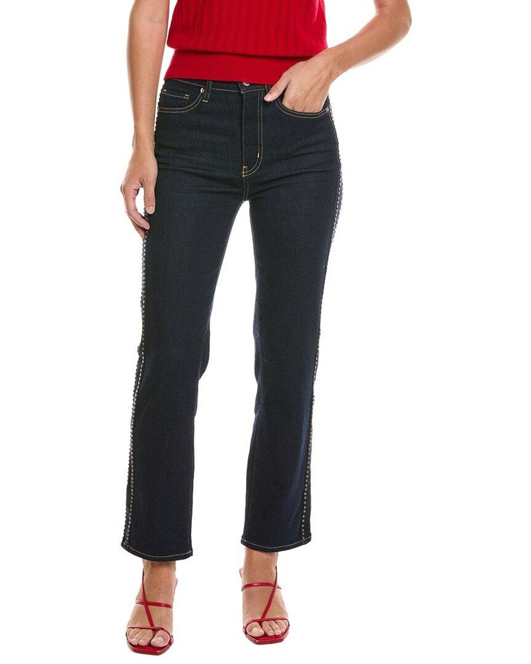 FRAME Blue Stargirl Le Sleek Straight Studded Jean