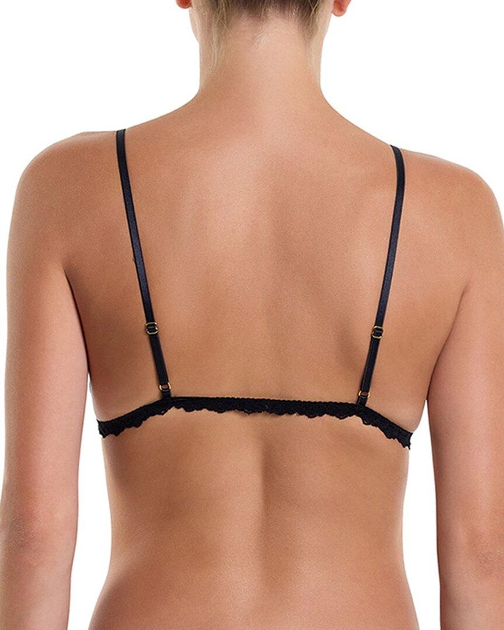 Hanky Panky Black Dotted Tulle Front Tie Bralette