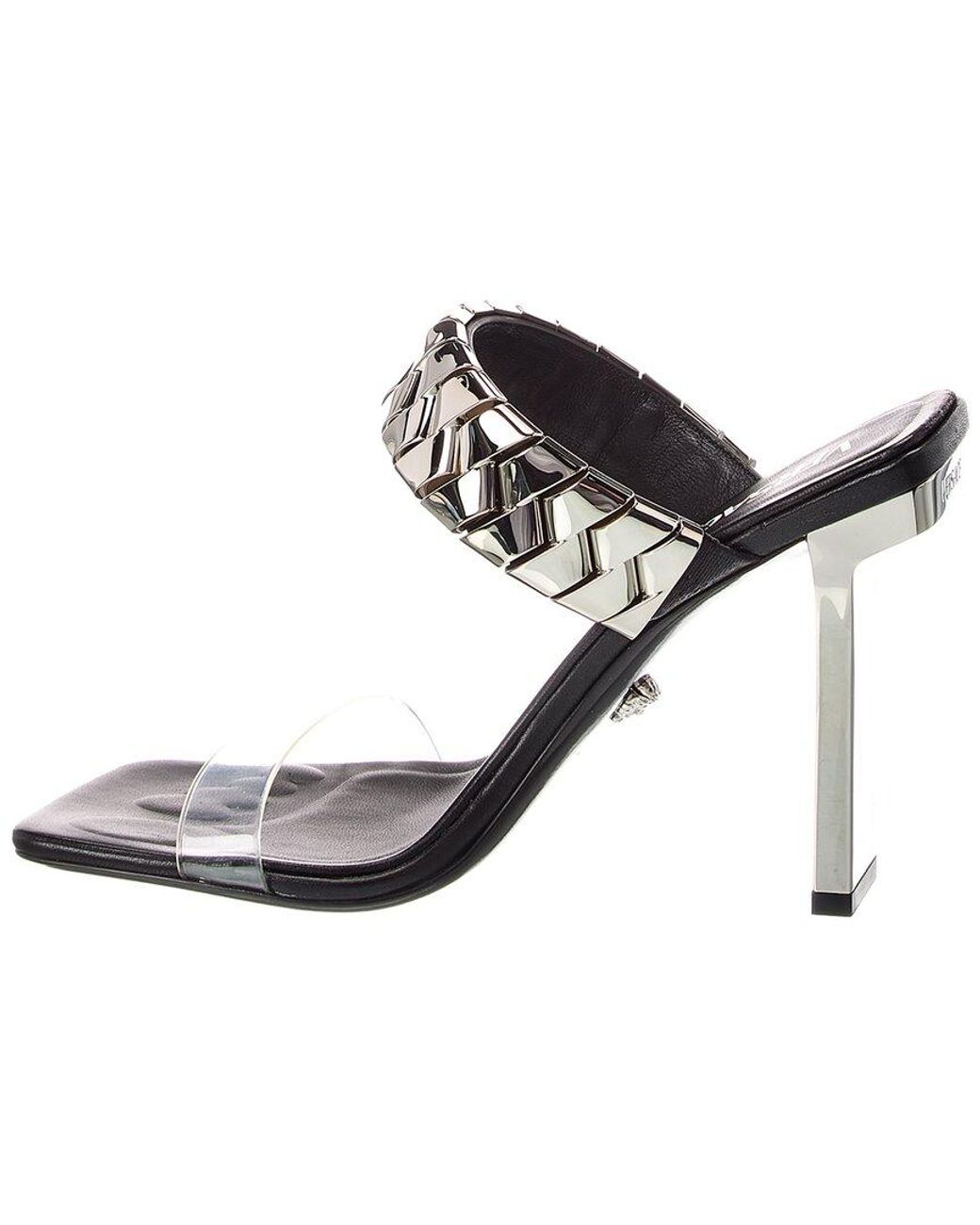 Versace Metallic Slice Leather & Vinyl Mule