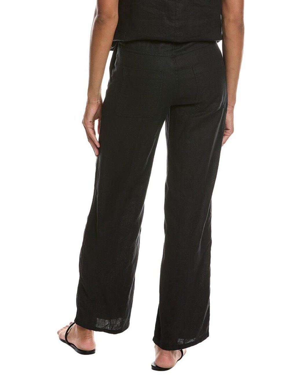 Madewell Black The Zoe Relaxed Straight Linen Pant