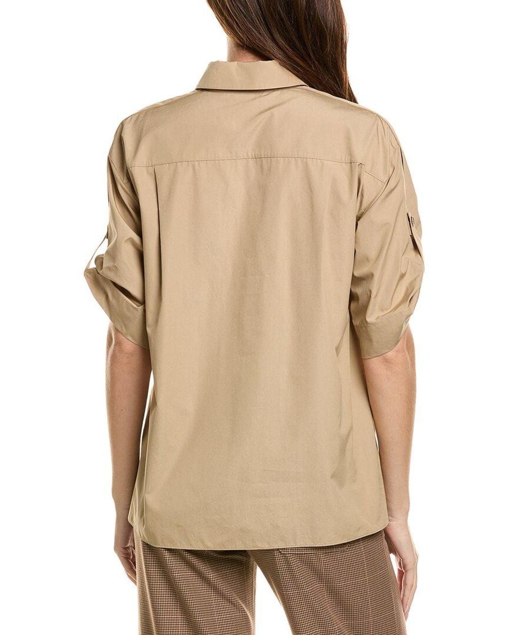 Lafayette 148 New York Natural Tab Sleeve Popover Shirt
