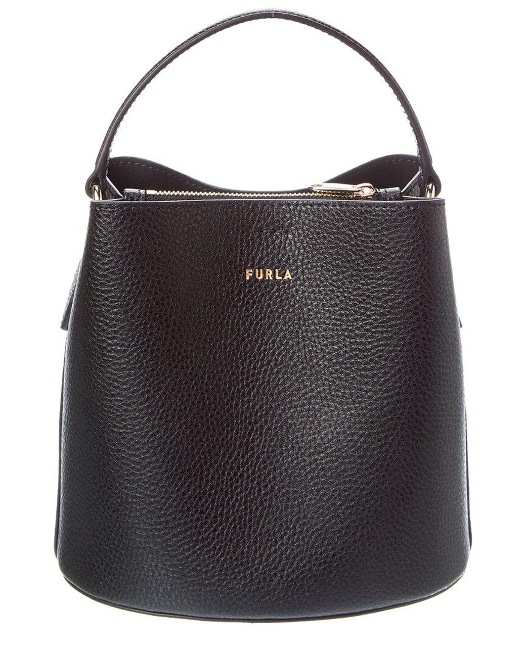Furla Danae Mini Leather Bucket Bag in Black | Lyst