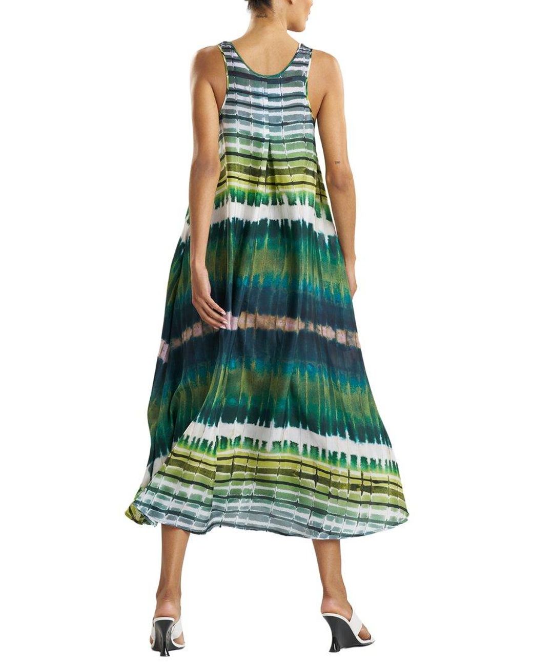 Natori Green Lana Silk Trapeze Tank Dress