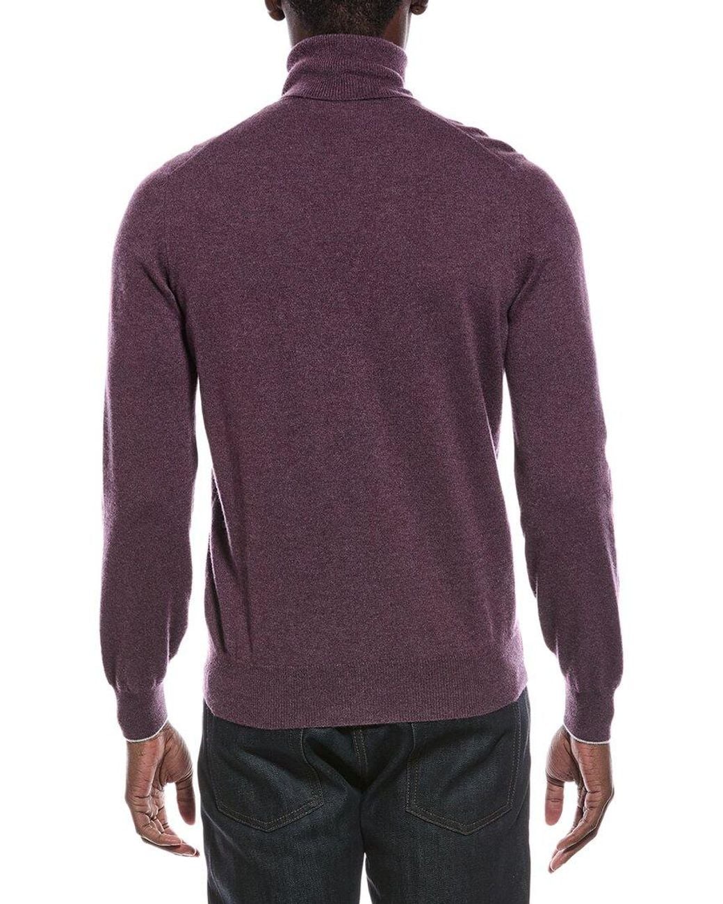 Brunello Cucinelli Purple 100% Cashmere Turtleneck Sweater for men
