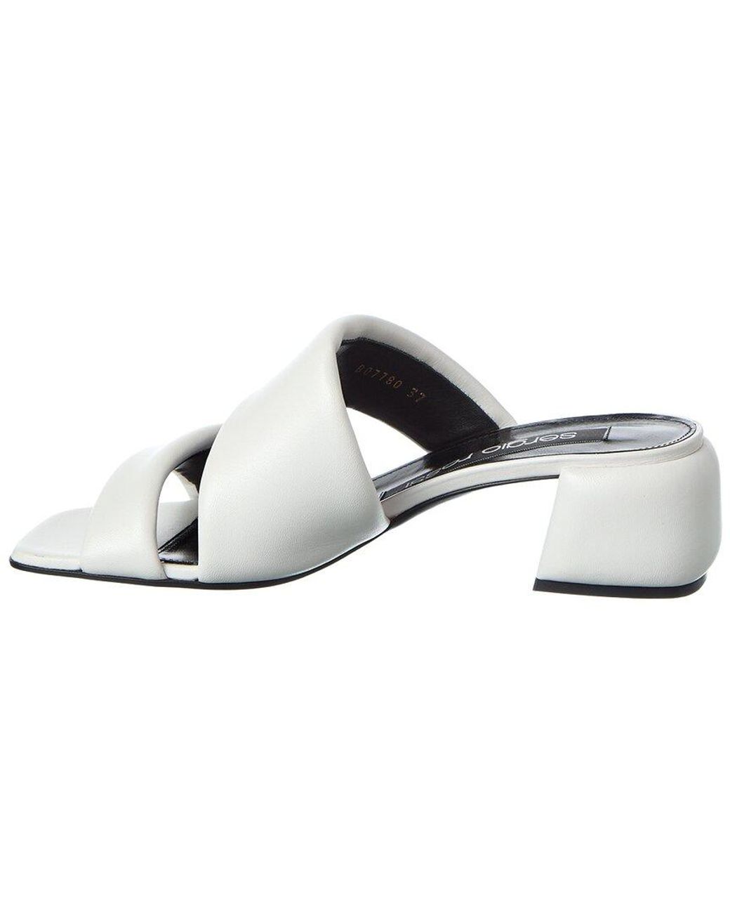 Sergio Rossi White Spongy 45 Leather Sandal