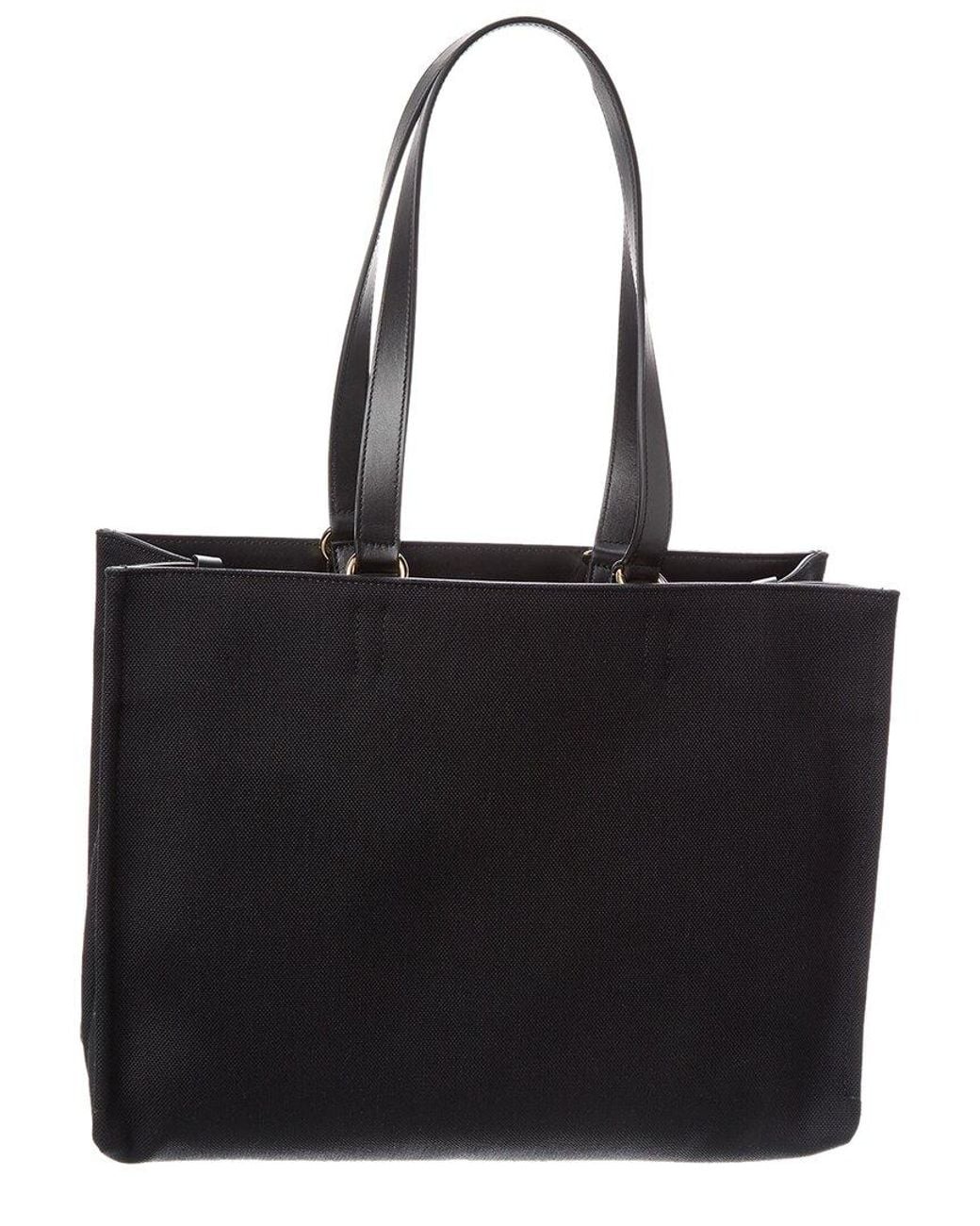 Ferragamo Black Logo Large Leather-trim Tote