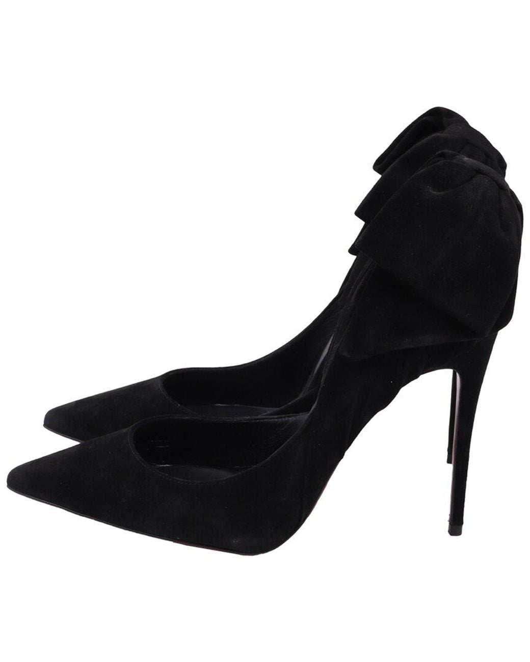 Christian Louboutin Black Suede Rabakate Bow Pump (Authentic Pre-Loved)