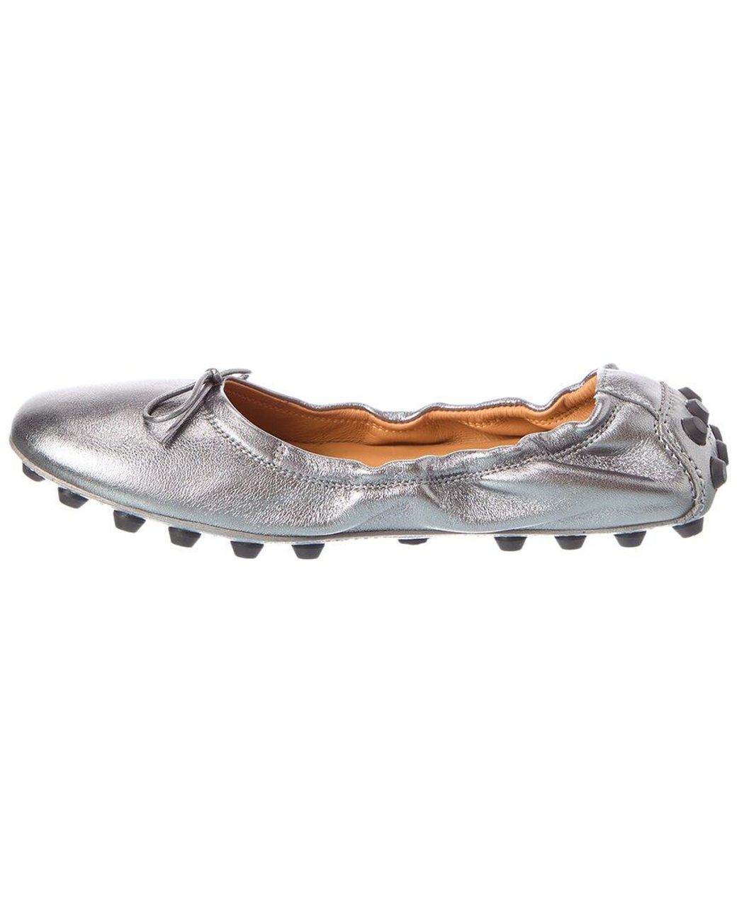 Tod's Gray Leather Ballet Flat