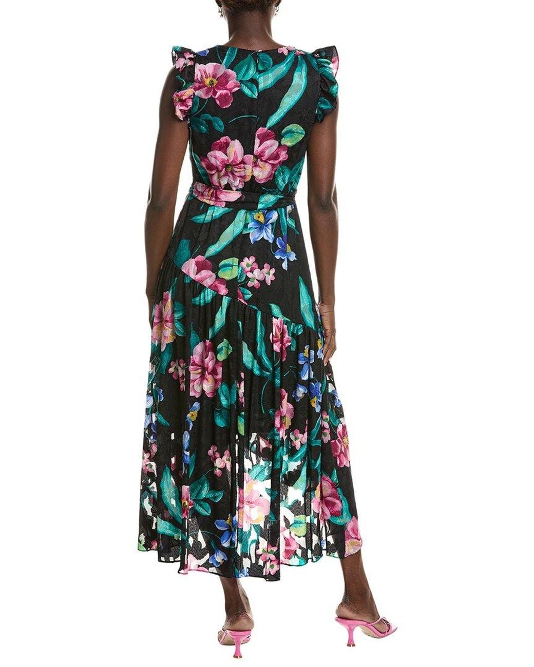 Anne Klein Green Ruffle Patio Wrap Dress