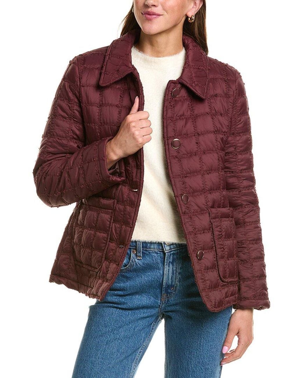 Cece Red Quilted Barn Jacket