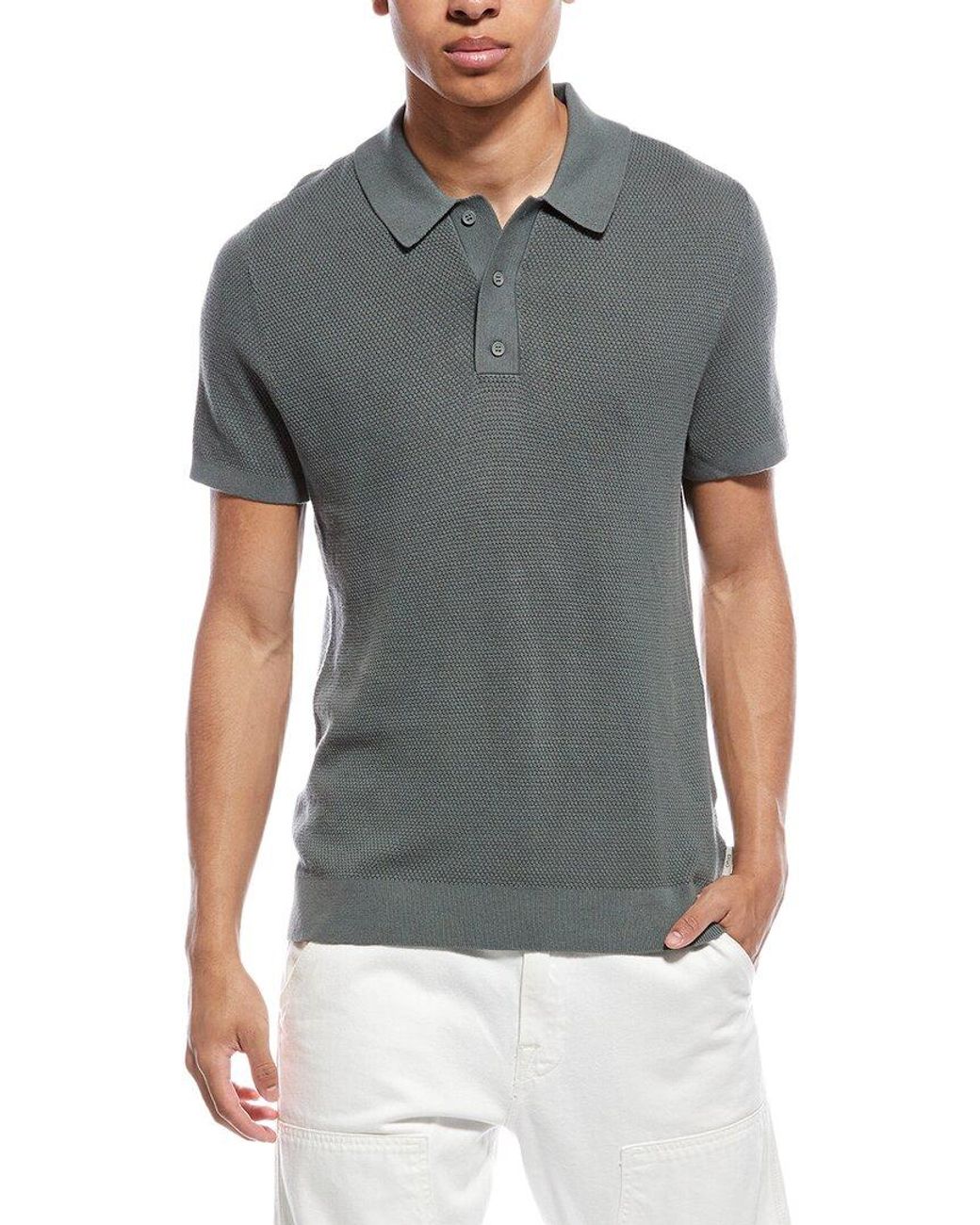Onia Gray Textured Polo Shirt for men