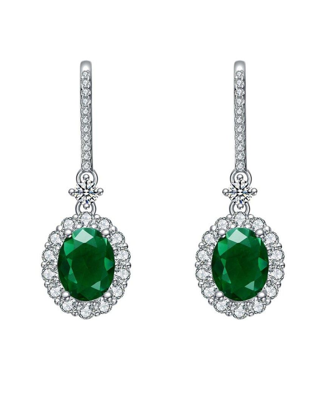 Rachel Glauber Green Diamond Cz Dangle Earrings