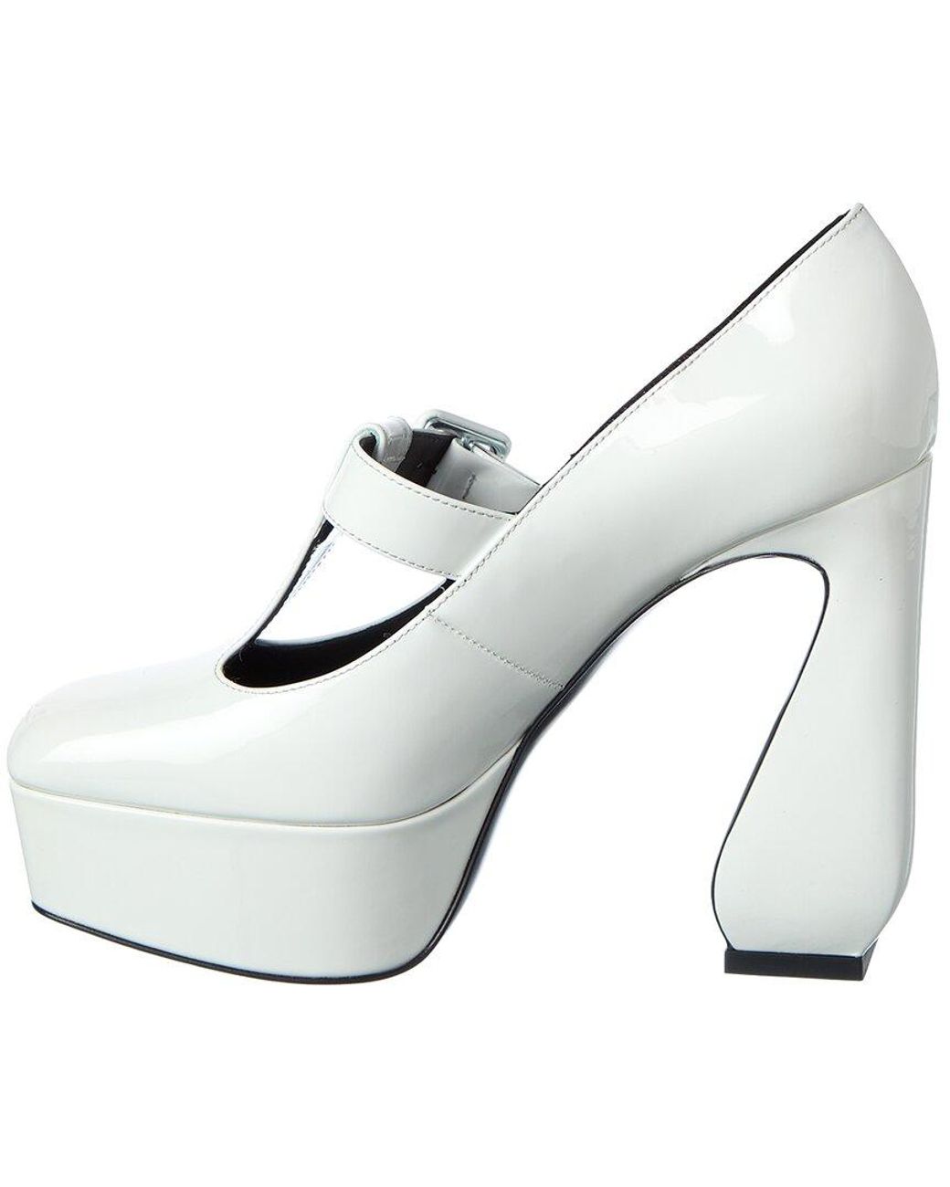 Sergio Rossi White 85 Patent Platform Pump