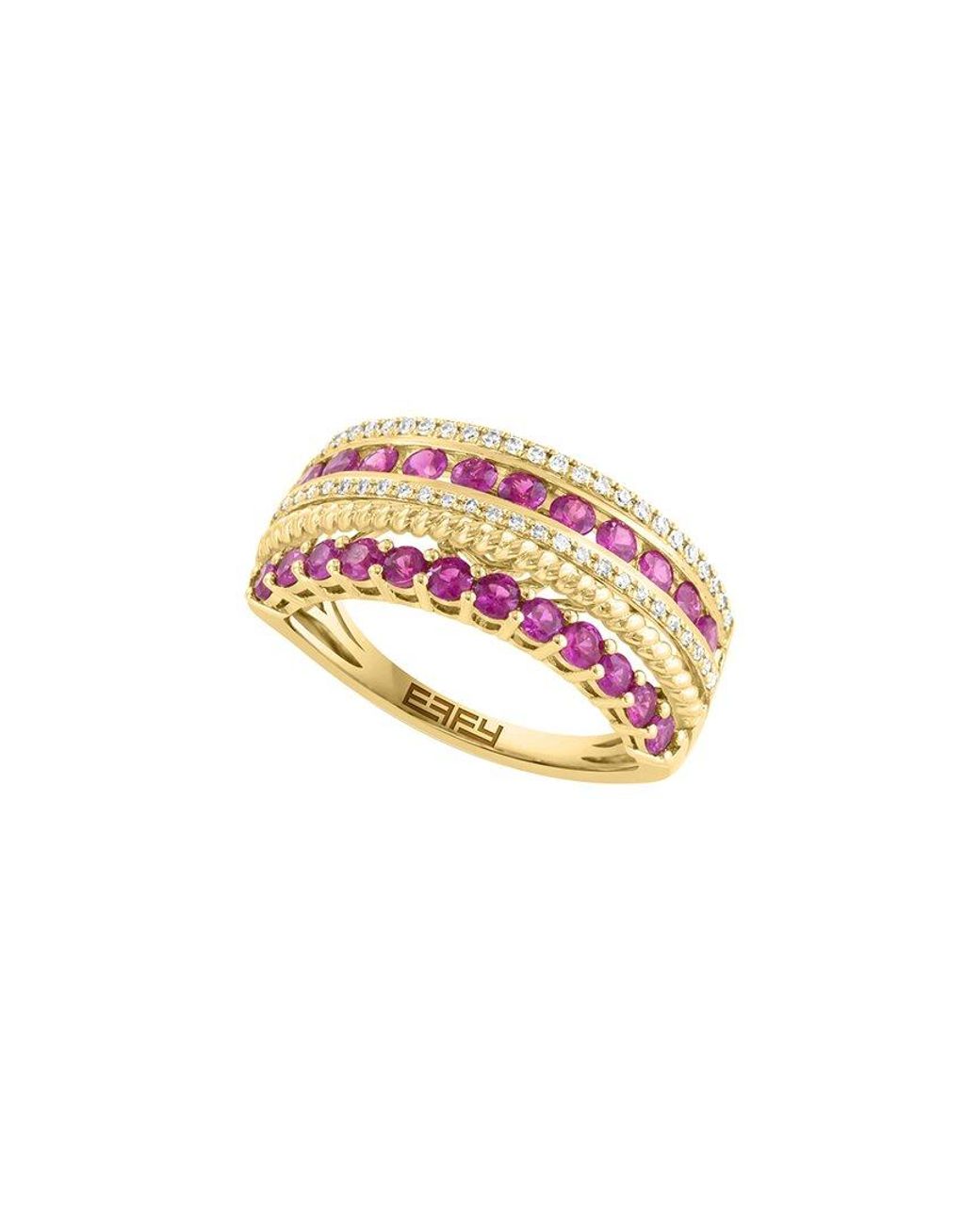 Effy Fine Jewelry White 14K 1.11 Ct. Tw. Diamond & Ruby Ring