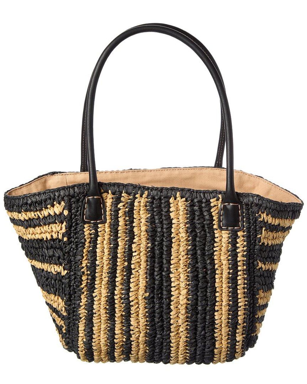 Madewell Black Mini Straw & Leather Tote