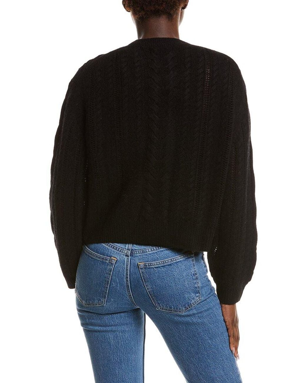 NAADAM Black Airy Cable Crewneck 100% Cashmere Sweater