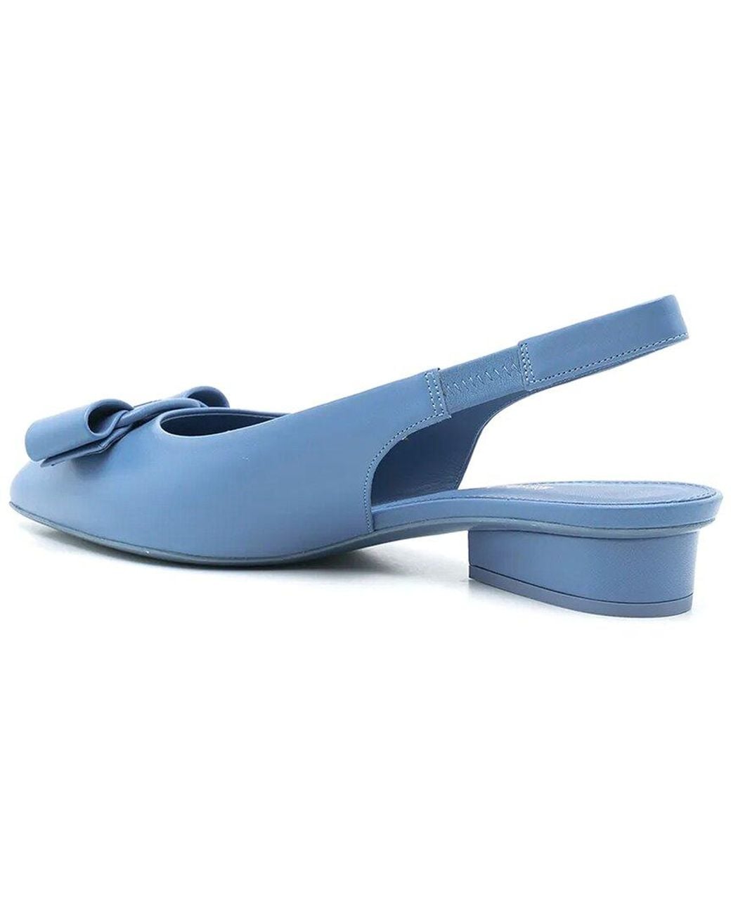 Ferragamo Blue Vara Bow Leather Slingback Pump
