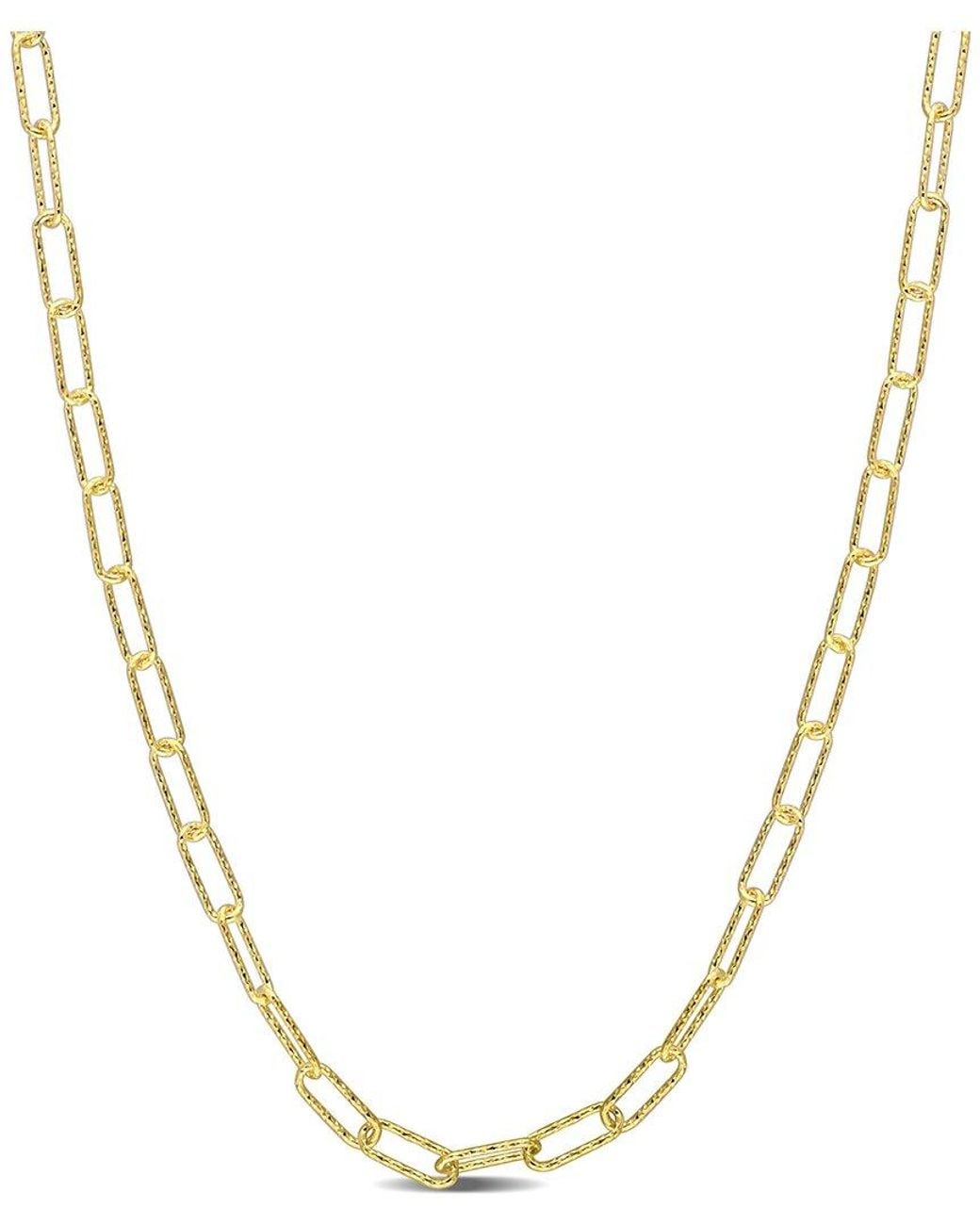 Italian Silver Metallic 18K Over Fancy Paperclip Chain Necklace