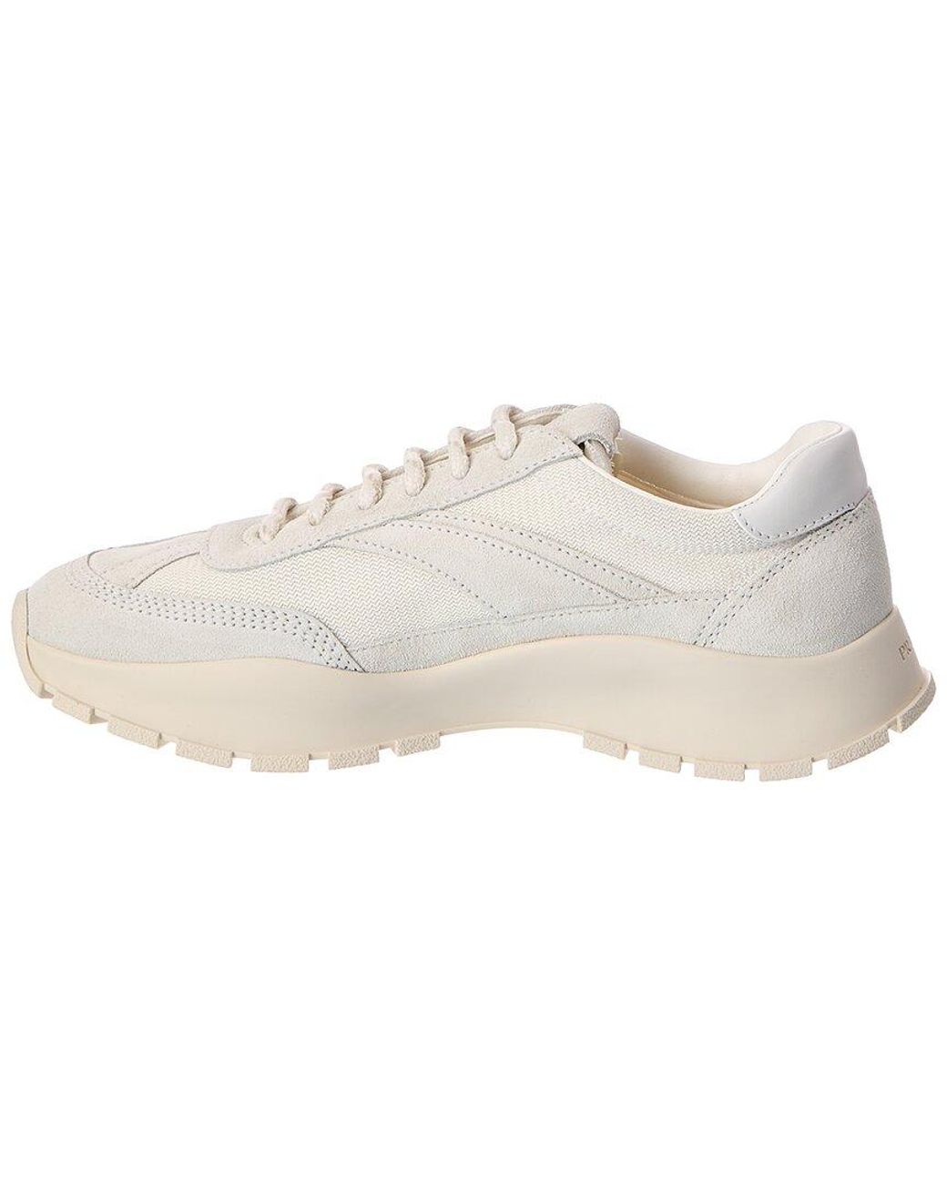 Prada White Mesh & Suede Sneaker
