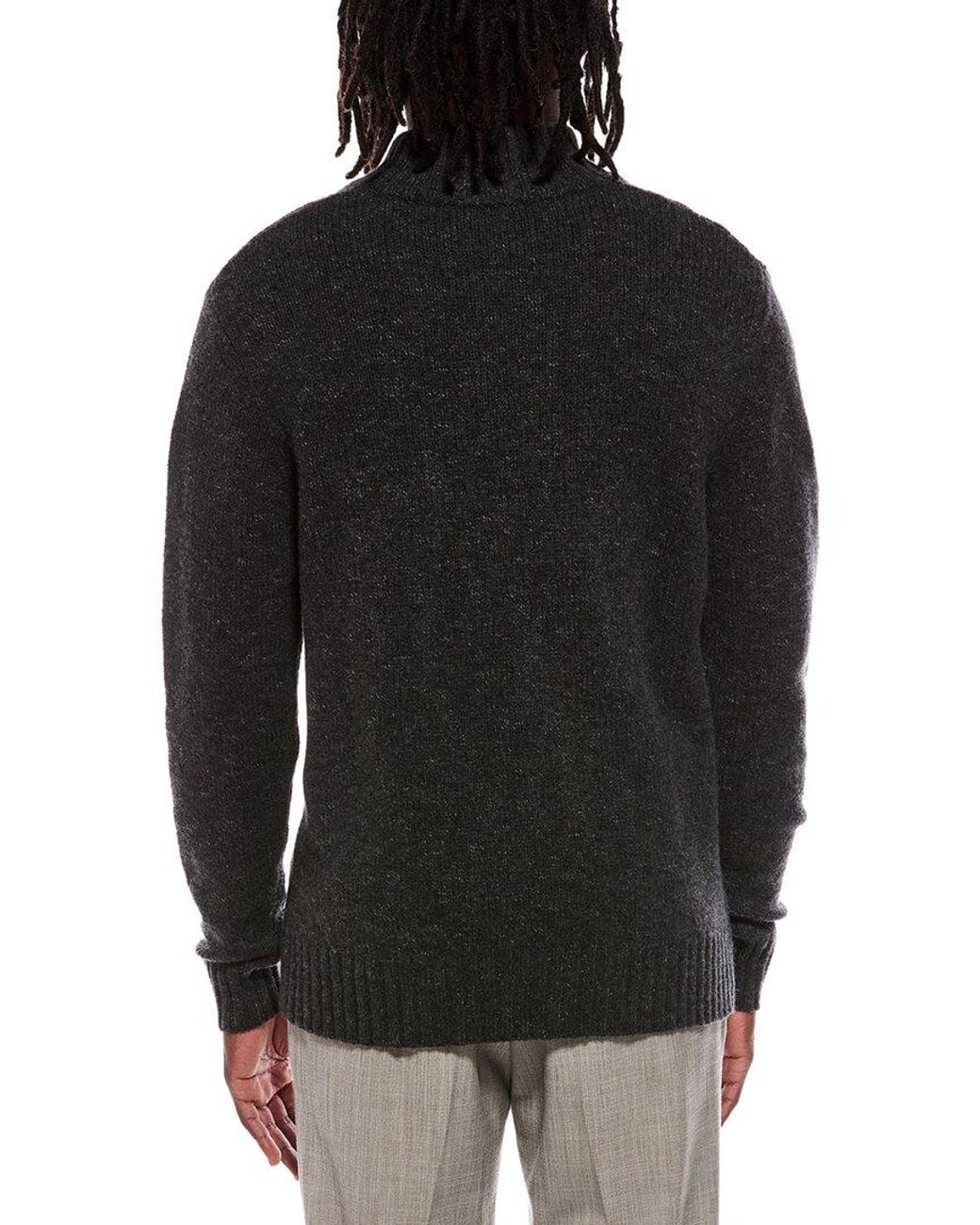 Autumn Cashmere Black Italian 100% Cashmere Mock Neck Sweater for men