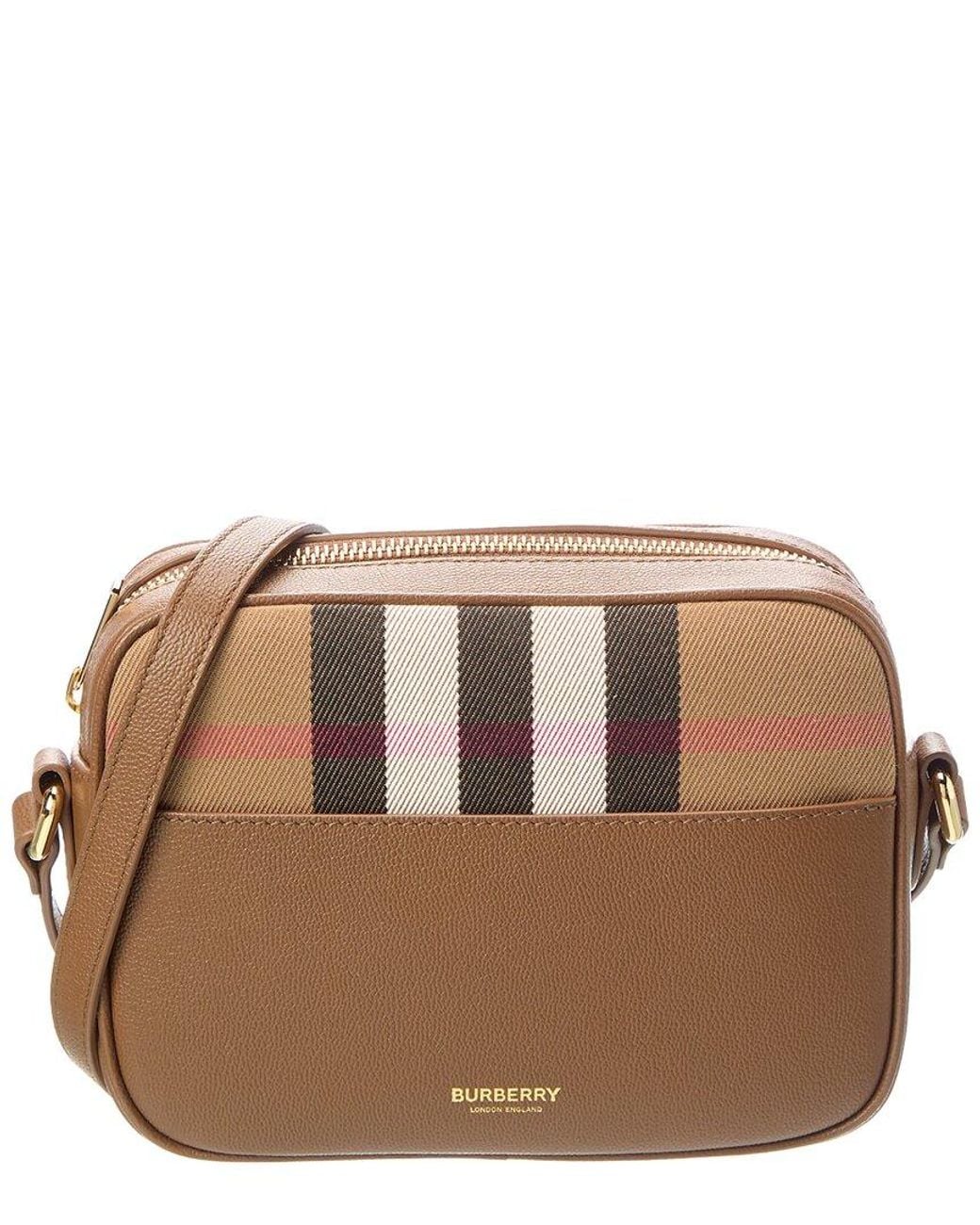 Burberry Brown Small Check Canvas & Leather Camera Bag