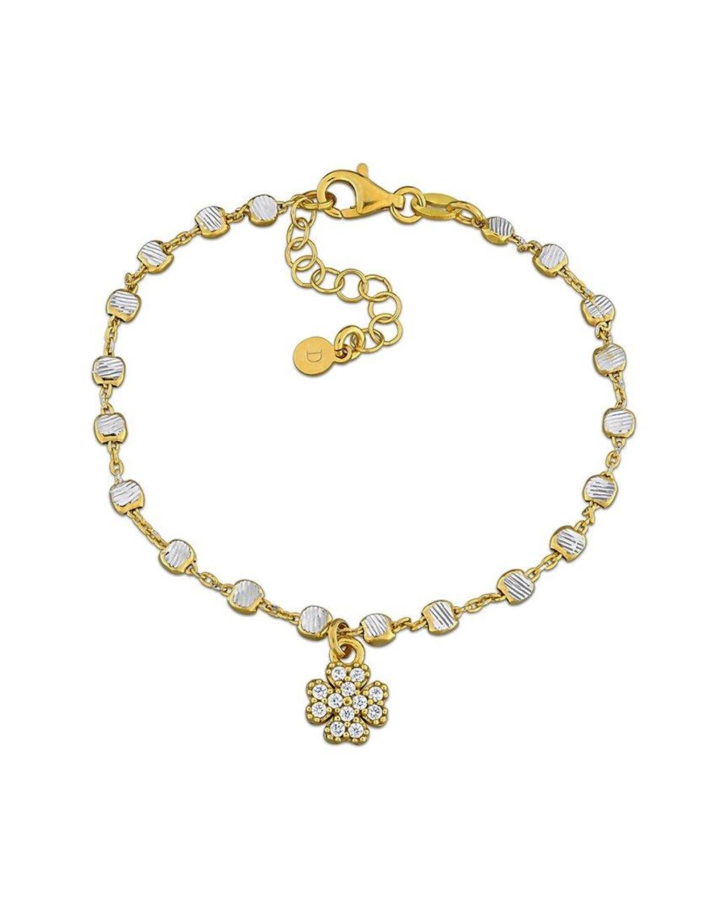 Italian Silver Metallic Clover Charm Bracelet