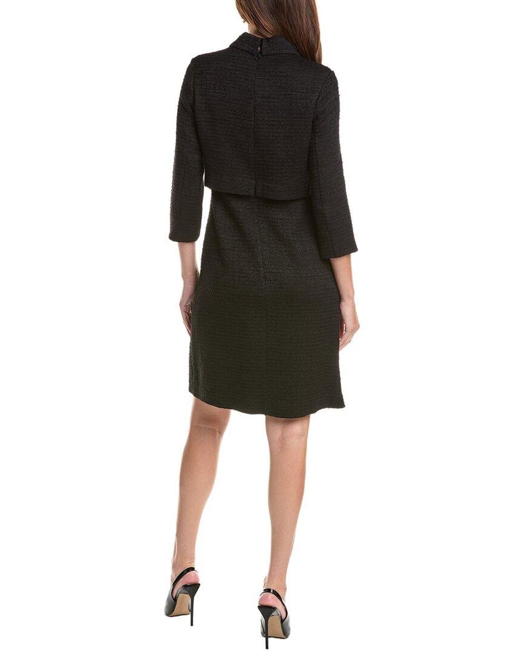 Teri Jon Black Boucle Sheath Dress