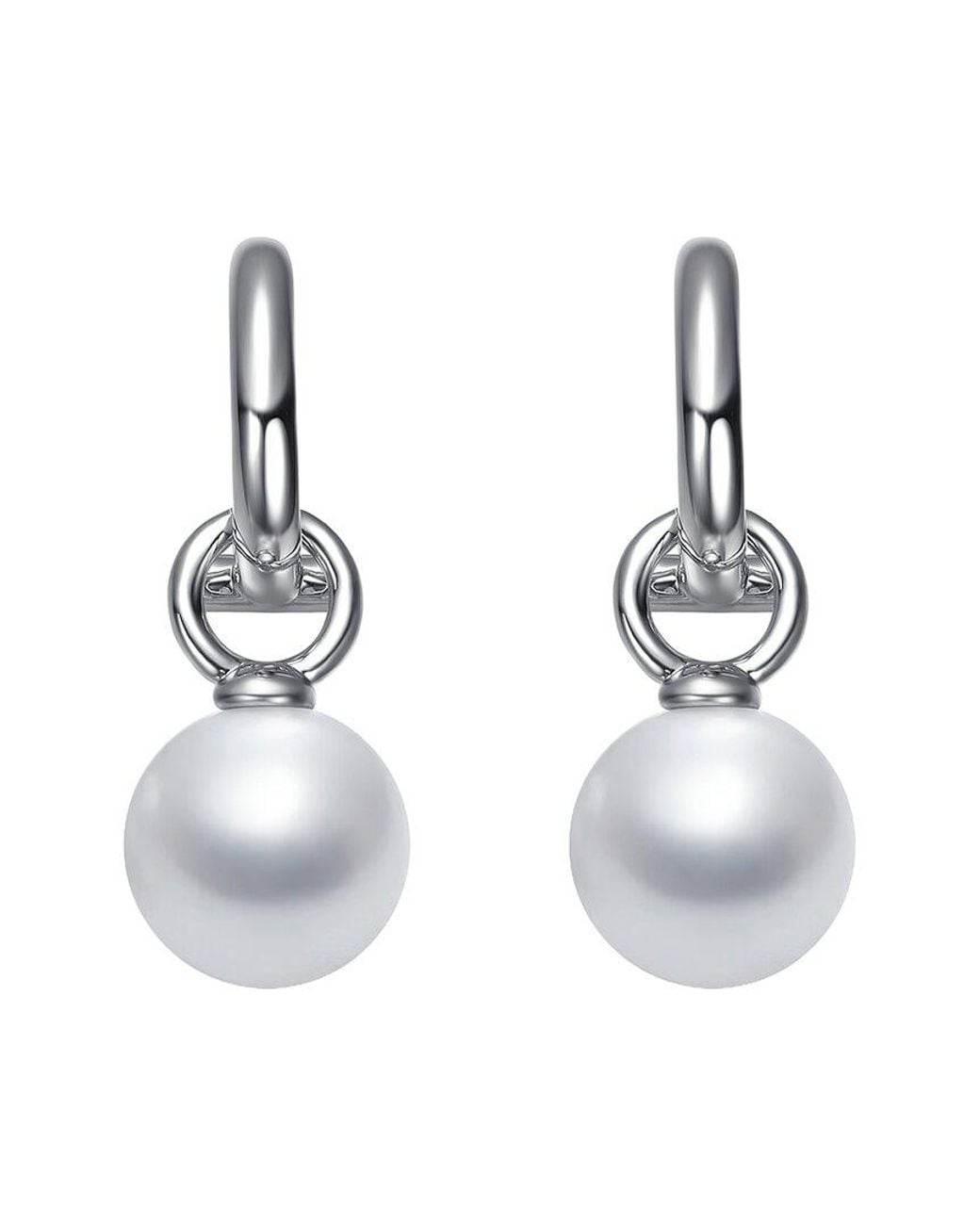 Rachel Glauber Metallic Diamond & Pearl Dangle Earrings