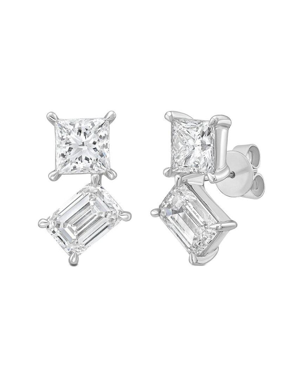 Diana M White Diana M. 14K 4.00 Ct. Tw. Lab-Grown Diamond Two-Stone Earrings