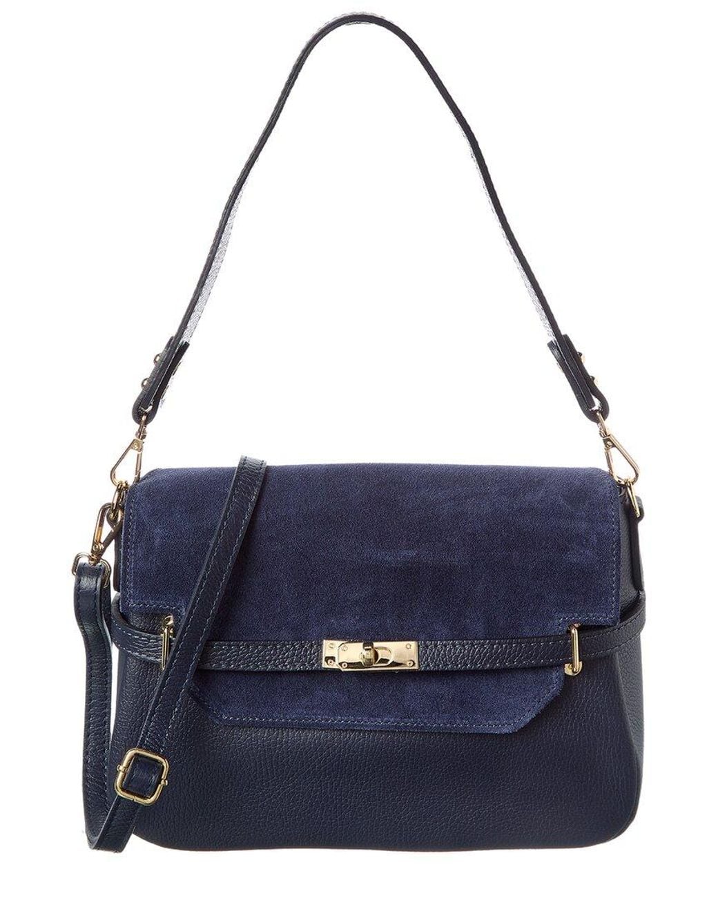 Isabella Rossetti Blue Greta Suede & Leather Handbag