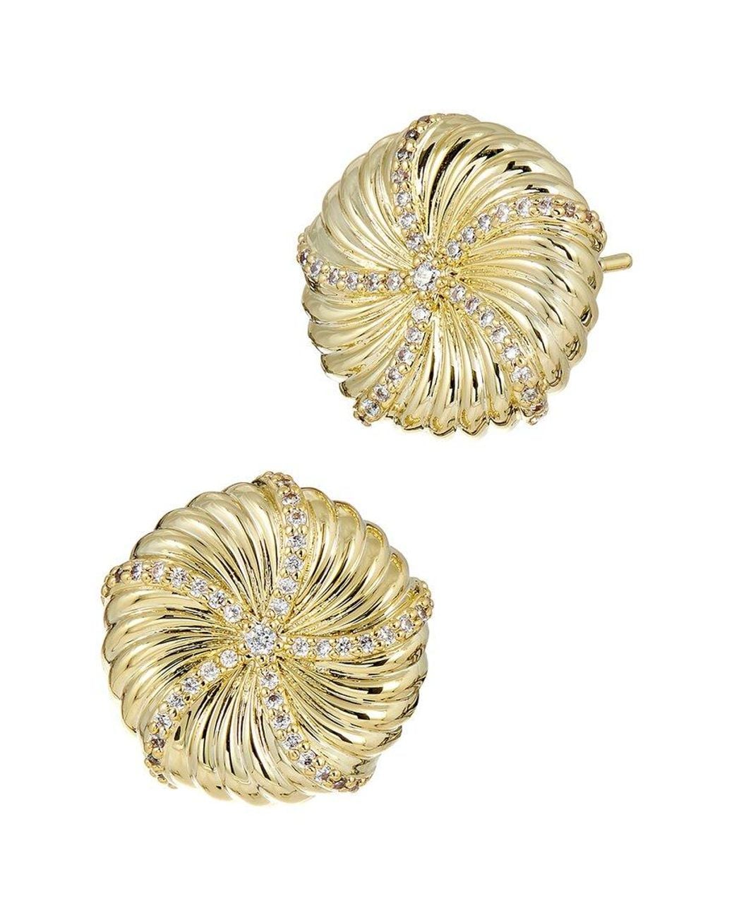 Savvy Cie Metallic 18K Plated Cz Statement Earrings