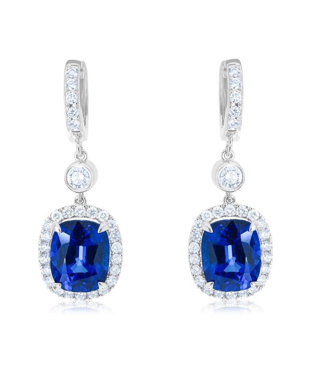 Diana M Blue Fine Jewelry 14K 9.56 Ct. Tw. Diamond & Sapphire Drop Earrings