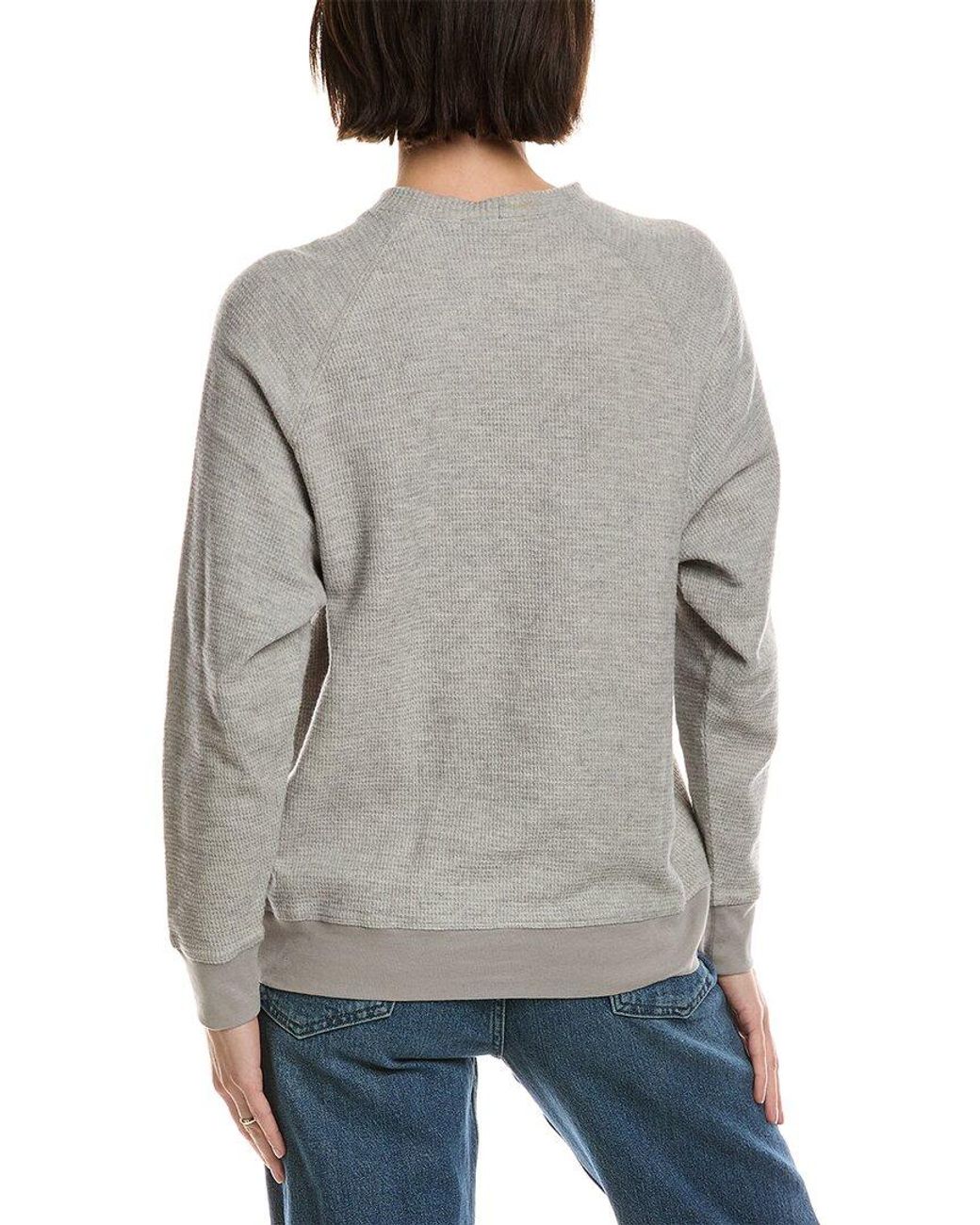 James Perse Gray Brushed Thermal Mock Neck Cashmere-Blend Top