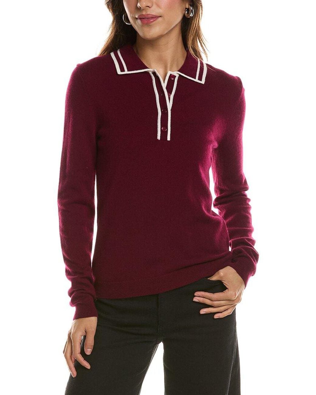 Bruno Magli Red Double Tipped Wool & Cashmere-Blend Polo Sweater