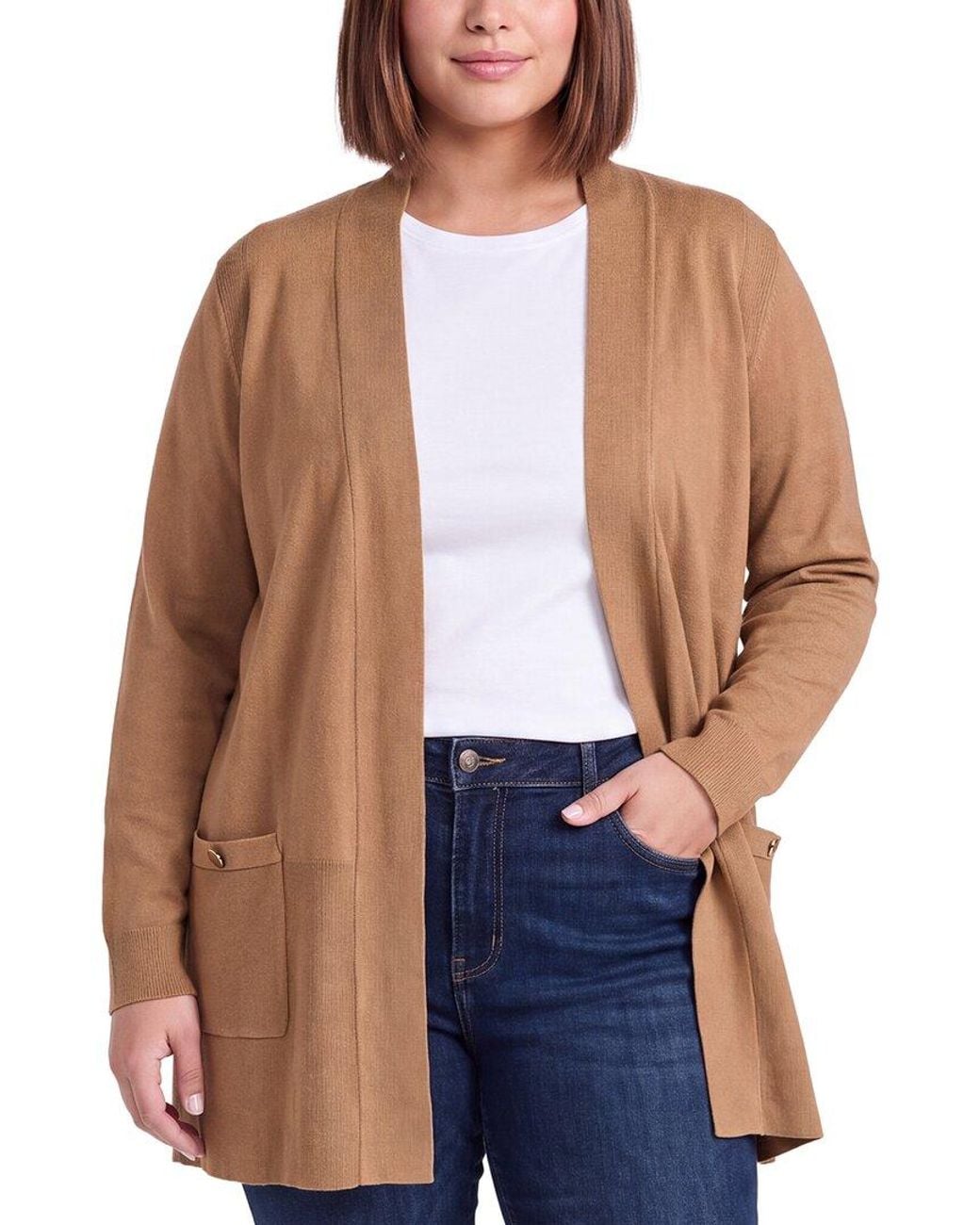 Anne Klein Blue Plus Pacifico Rib Pocket Cardigan