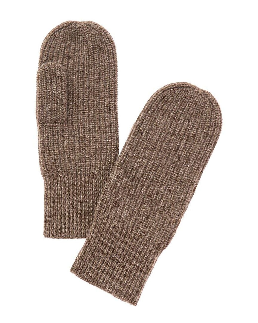 Amicale Cashmere Brown Rib Cashmere Mittens
