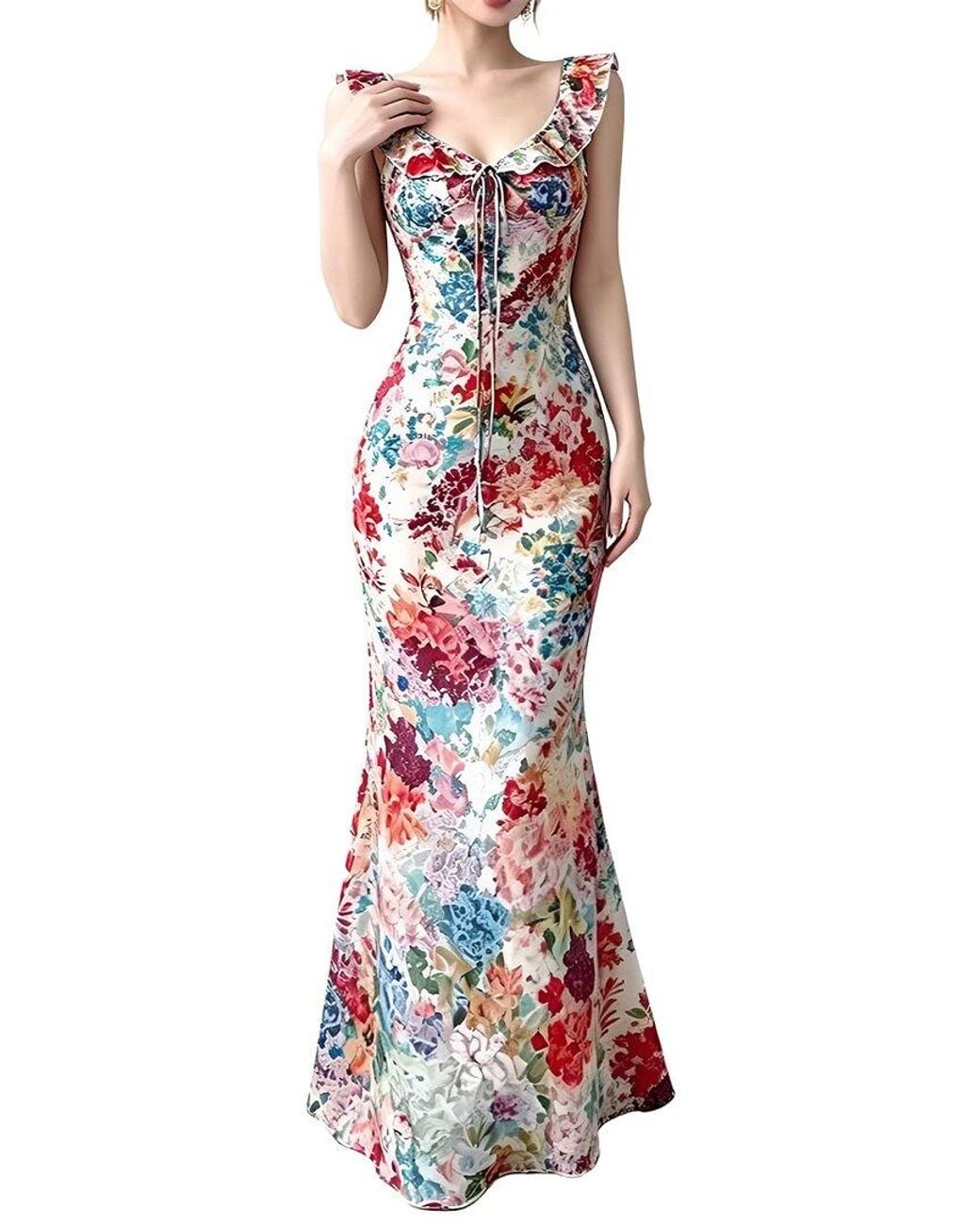 Linda Charm Red Sleeveless Maxi Dress