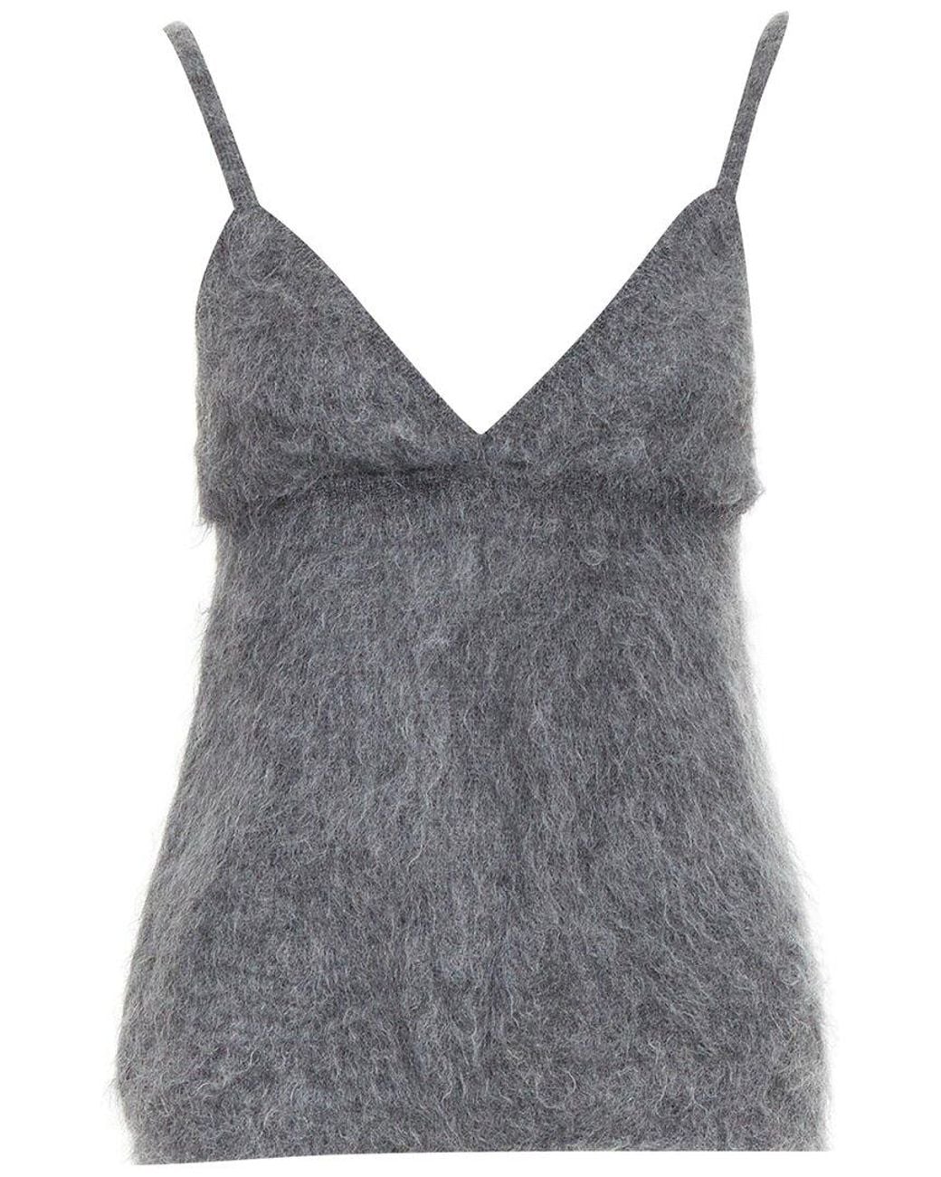 Prada Gray 2017 Mohair Blend Camisole Top, Size It (Authentic Pre-Loved)