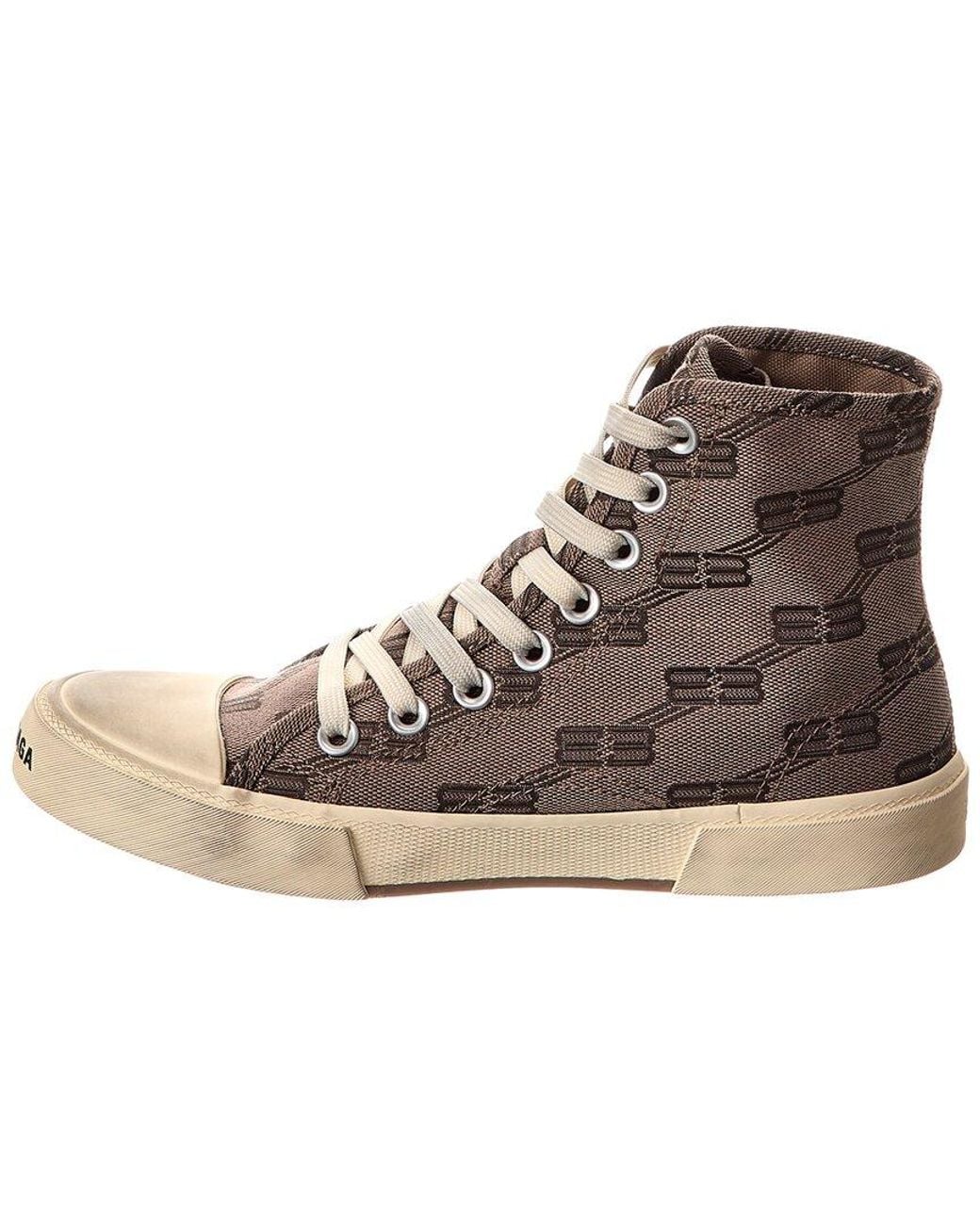 Balenciaga Natural Paris Bb Canvas High-Top Sneaker