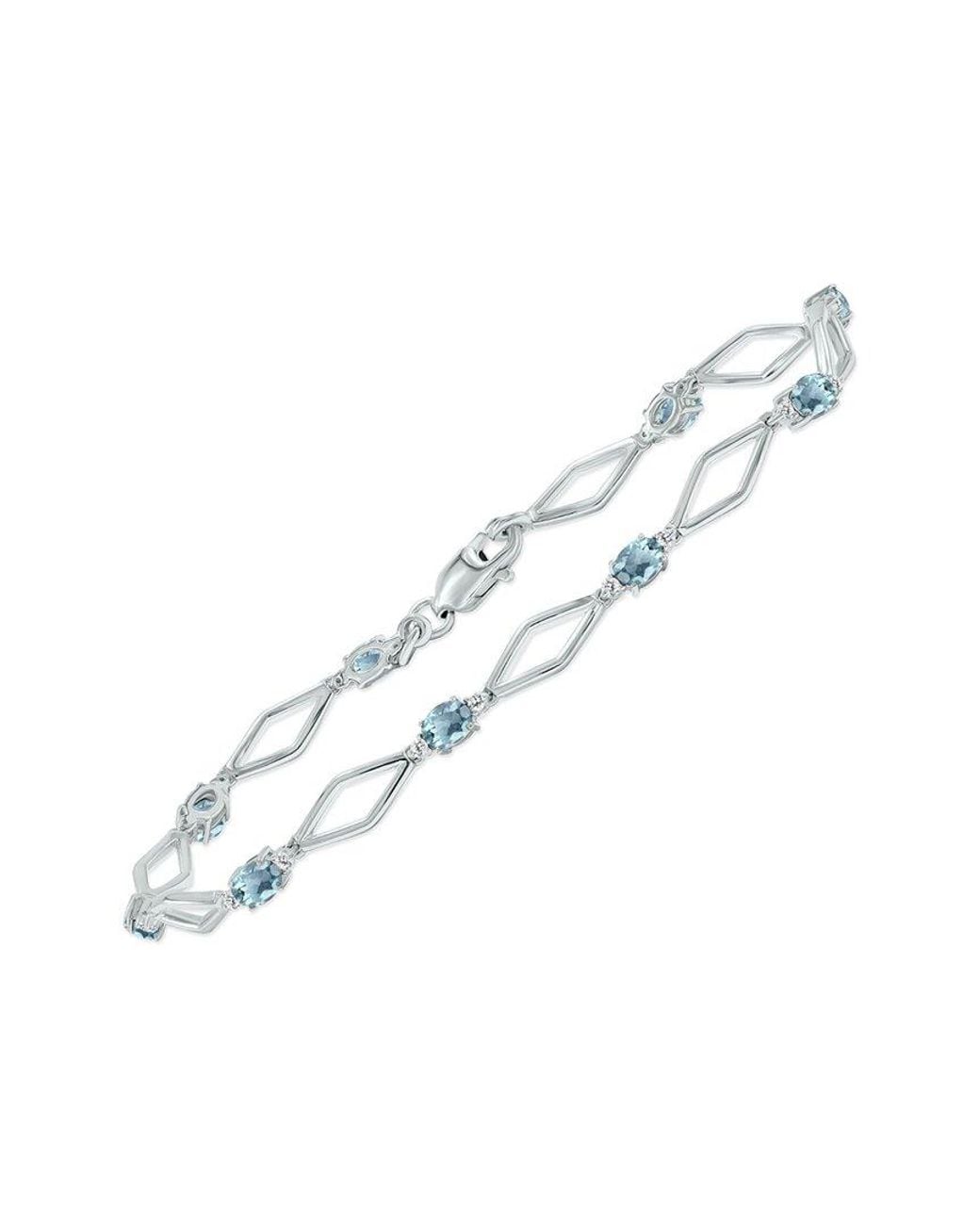 Gemstones Metallic 1.60 Ct. Tw. Diamond & Aquamarine Bracelet